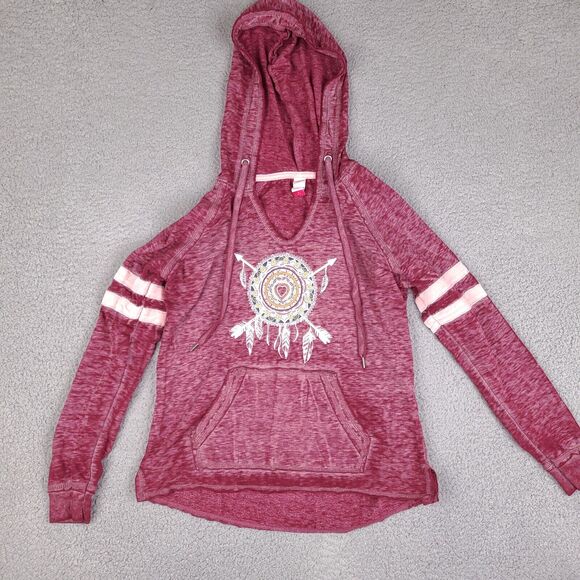 No boundaries Hoodie Women's Medium Burgundy Indian Design‎ Long Sleeve Pullover - Picture 1 of 14